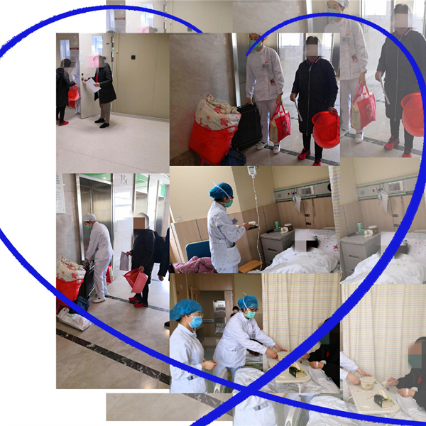 图5 内科三支部志愿者护送老年患者出院，为给行动不便患者送饭.jpg